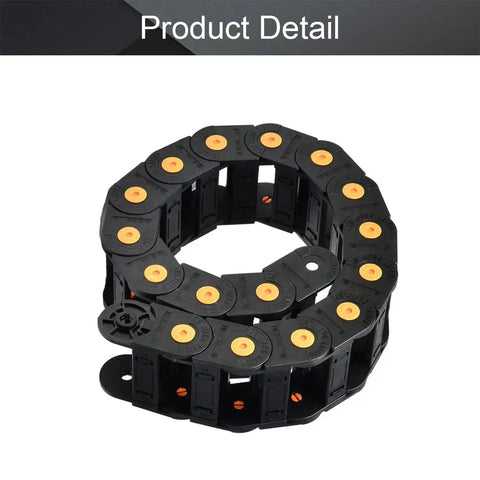 Open Type Drag Chain Cable Carrier With End Connectors R100 Inner 35x75mm 1 Meter Black Heavy Duty Reinforced Nylon Cable Chain