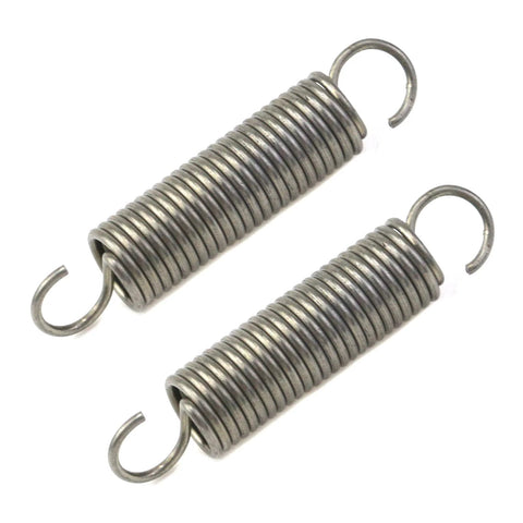 Two stainless steel extension springs with dual hooks, 0.4x2 inches, for hobby crafts and DIY home repairs