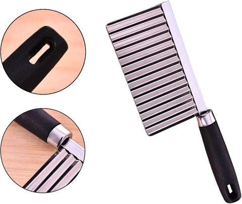 Crinkle Cut Potato Cutter Knife 4 Inch Stainless Steel With Easy Grip Plastic Handle For Perfect French Fries Wedges Chips And Veggies