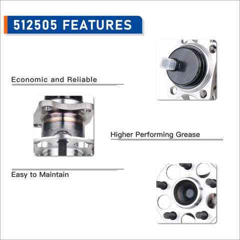 Close-up of 512505 rear wheel bearing and hub assembly features for Toyota Prius 2010-2015, showcasing economic reliability.