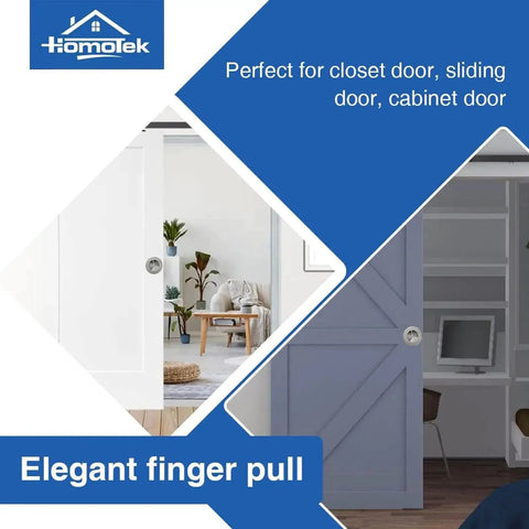 Four Pack Round Sliding Closet Door Handles With Two And A Half Inch Diameter Flush Pocket Recessed Pulls For Bypass Doors