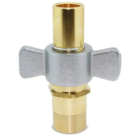 Heavy Duty Three Quarter Inch NPT Wet Line Wing Nut Hydraulic Quick Disconnect Coupler Set for Live Bed Dump Trailer Systems Brass Body
