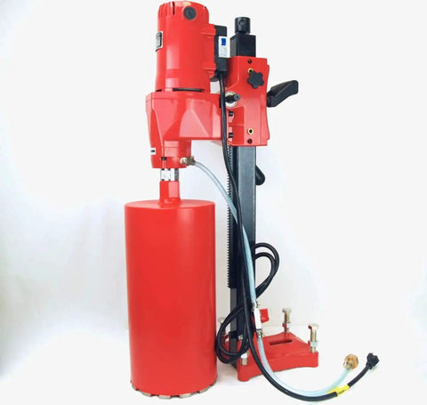 Pro Grade Heavy Duty Concrete Core Drill Package With 8 Inch Wet Coring Bits 1 To 8 110V 2400W High Output Core Drill With Stand 8 Inch Max Hole Red Finish By Bluerock Tools