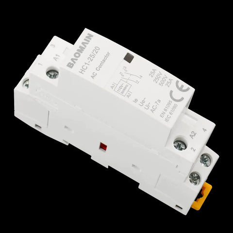 110V AC 2-Pole Modular Contactor With 2NO Normally Open Contacts, Beefy 25A Rating, DIN Rail Mount for HVAC Control