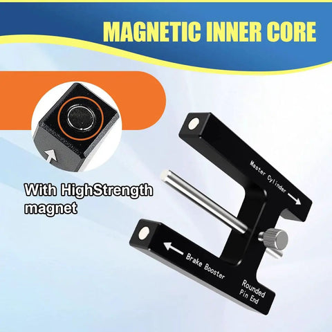 Craedli brake booster push-rod length gauge, black aluminum tool with magnet and adjustable pins