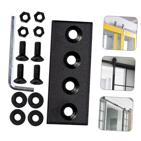 Flat Track Brackets And Mending Plates For Barn Door Track Connector Set Heavy Duty Metal Joint Plates With Hex Fixing Holes