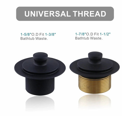 Matte Black Tub Drain And Overflow Kit With Single Hole Faceplate, Universal All Metal Lift And Turn Bath Drain Kit By Welsan
