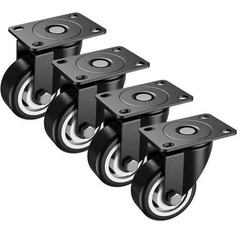 3 Inch Swivel Caster Wheels Heavy Duty Plate Casters No Brakes Total Capacity 1000 Lbs Pack Of 4 Durable Steel Frame PVC Wheels