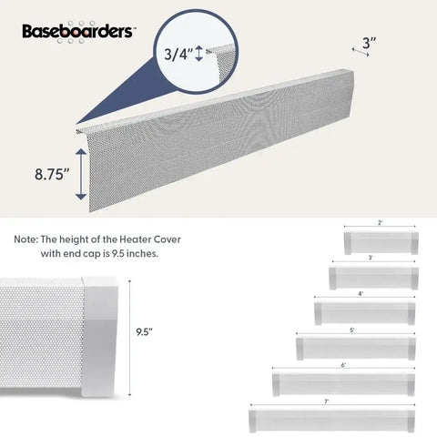 Galvanized Steel Premium Tall 7 ft Heat Cover Replacement Panel for Hydronic Baseboard Heaters dimensions and design details.