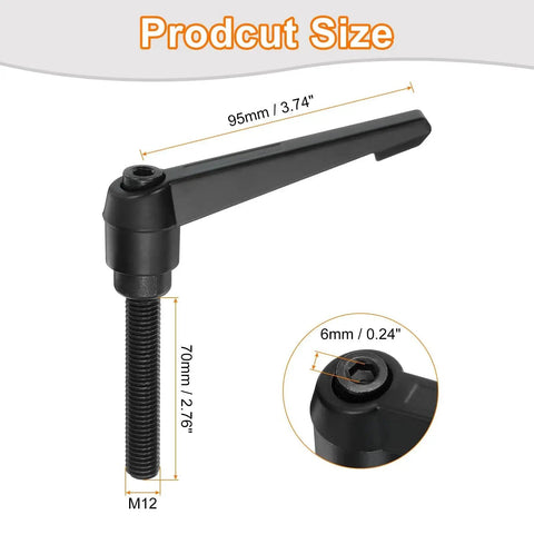 Adjustable M12 X 70mm Knob Handle With Push Button Ratchet Quick Release Locking Rotating Bolt For Lathe Machinery, product size view