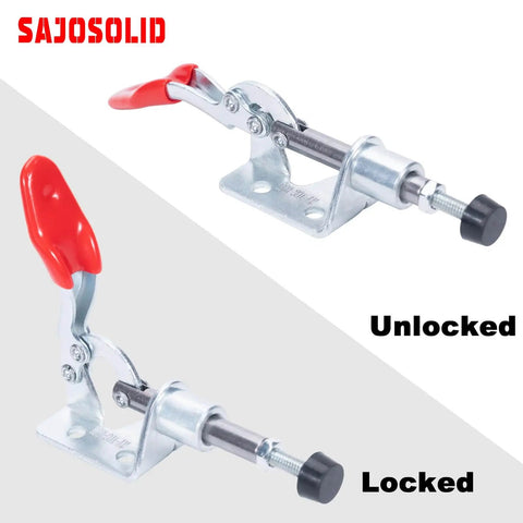 Beefy Heavy Duty Push Pull Toggle Clamp Set With Quick Release Six Piece 99 Lbs Holding Capacity for woodworking and welding