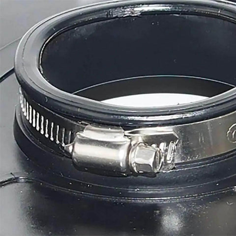 Close-up of Grinder Vacuum Shroud Cover for 7 Inch Angle Grinders Universal Dust Shield, rubber and plastic construction.