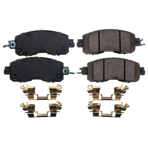 PowerStop Z17 ceramic front brake pads with installation hardware, 4-pad set for Nissan Altima/Leaf