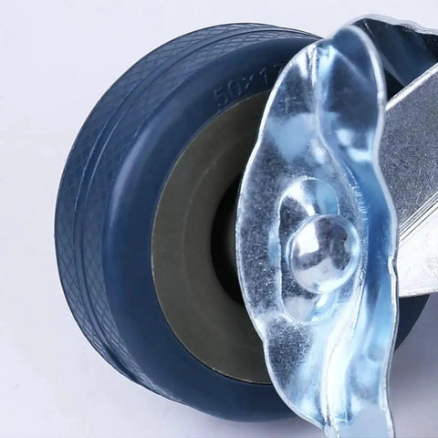 Close-up of wheel and caster from 10 Inch Heavy Duty Plant Dolly With Wheels, 160 Lbs Capacity Metal Rolling Plant Stand With Casters