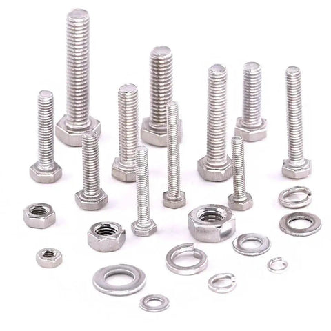 665 Piece Stainless Steel Flat Hex Head Screws Bolts Nuts Flat Gasket Spring Washers Set M3 M4 M5 M6 304 Rust Resistant Assortment Kit