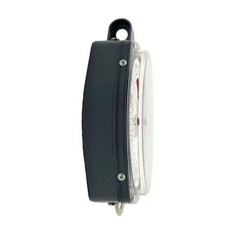 Side view of Dial Style 70-Pound Heavy-Duty Industrial Hanging Scale Built Tough For Warehouse, Farm, Or Shop With High-Visibility Dial