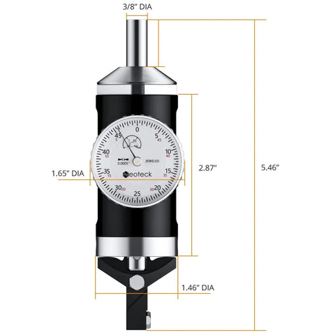 Coaxial Centering Indicator Dial Test Set For Milling Machines Pro Grade 0 To 0.15 Inches With 0.0005 Inch Dial Resolution