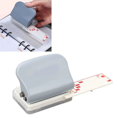 3 Hole Punch For Scrapbooks And Paper Crafts, Portable Handheld Metal Hole Puncher With 5 Sheet Capacity, nonslip base in use