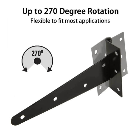 6 Pack 8 Inch T Strap Hinges Heavy Duty Shed Door Hinges Gate Strap Black Tee Hinge For Wooden Fences Yard Barn Doors Gates