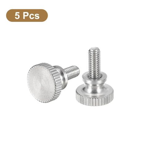M4x8mm Knurled Thumb Screws 5 Pieces Stainless Steel 304 with flat knurled head, ideal for DIY projects and electronics indoors