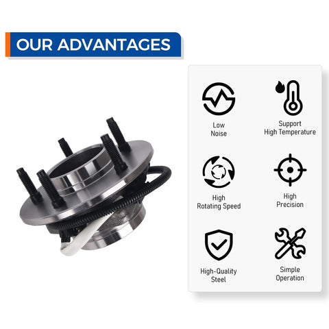 Pair Front Wheel Hub And Bearing Assembly 515010 For 1997 Through 2000 Ford F-150 4WD with Four Wheel ABS Replacement