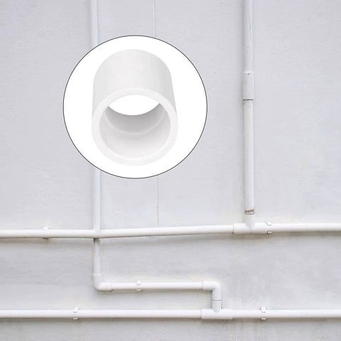 Close-up of white PVC coupling on wall, Twenty Pack Three Quarters Inch PVC Pipe Couplings Socket To Socket Heavy Duty Schedule 40.