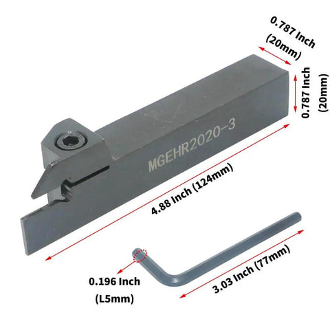Heavy Duty CNC Lathe Grooving Tool Holder With Three MGMN300 Carbide Blades 0.787 Inch MGEHR2020 3 Built From High Strength Alloy Steel