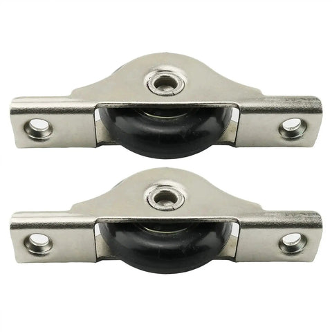 2 Pcs Nylon Wheel Sliding Door Roller 29mm Diameter With Stainless Steel Shell And Screws in black, shown in front view.