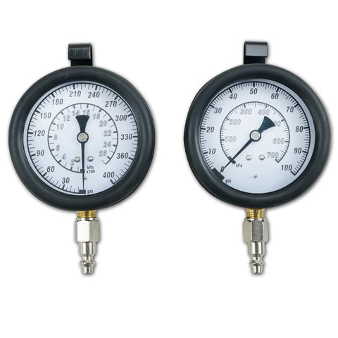 Master Engine and Transmission Oil Pressure Test Set, dual pressure gauges with brass connectors, Amazon brand