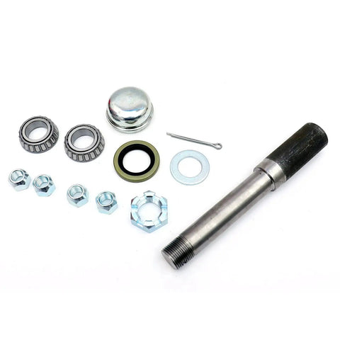 Trailer Hub Assembly Kit For 4 Inch Circle, 4 Bolt On Design, Includes 1 Inch Straight Spindle And Bearings, Dust Cap, Cotter Pin