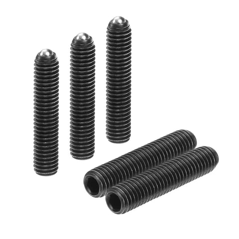 10 Pieces M5 By 25mm Screw Thread Ball Plungers With Hex Socket, black finish, high carbon steel, shown on white background.