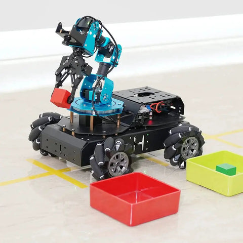 4WD Mecanum Robot Chassis Kit With Encoder Geared Motors And Large Metal Bracket For Arduino Raspberry Pi Jetson And ROS Projects