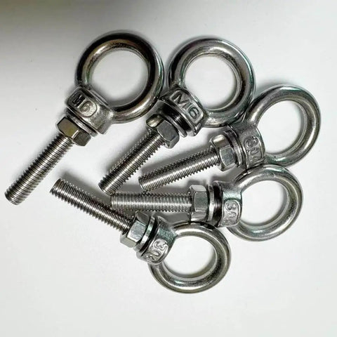 5 Piece 304 Stainless Steel Eye Bolts Set With Nuts And Flat Washers, M6 Shoulder Eyebolts for Tough As Nails Heavy Duty Lifting Rings