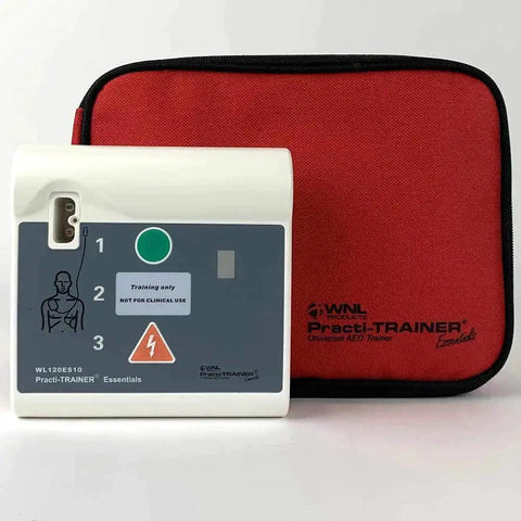 AED Defibrillator Practi Trainer Essentials Base Model Training Kit with nylon carry case front view