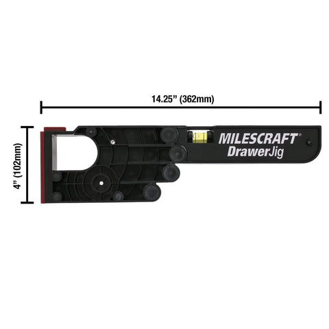 Drawer Installation Jig Reversible With Built In Level And Non Marring Rubber For Cabinet Protection showing dimensions