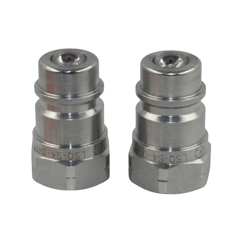 Hydraulic quick-connect male couplers, 2-piece set, 1/2 inch NPT, silver chrome finish