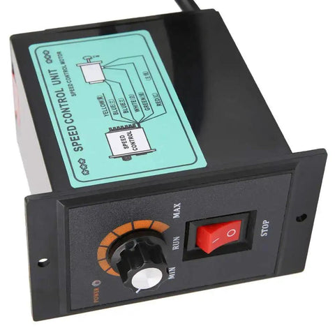 High Precision PWM Variable Frequency Motor Speed Controller 220V AC 50 60Hz Quick Response 400W front view with knob and switch