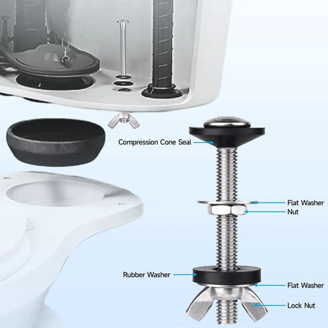 Toilet Tank To Bowl Bolt And Gasket Kit With 304 Stainless Steel Bolts And High Density Foam Gasket for DIY Bathroom Repair
