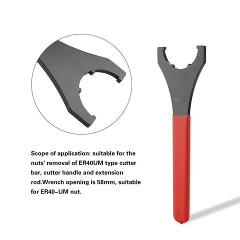 58Mm Opening ER40 Collet Chuck Wrench Handy Pro Grade Spanner For Lathe And CNC Milling Chucks Red Nut Removal Tool For ER40UM Nuts And Cutter Rod Handles