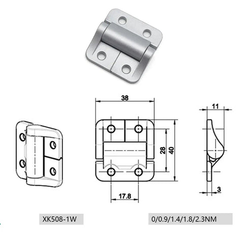 Durable Ball Bearing Door Hinge With Constant Torque And Friction Adjustable Position Control Zinc Alloy For Interior And Exterior Use Quiet Smooth Operation Built To Last And Reliable Furniture Hinge front and technical drawings