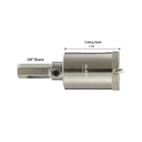 Three Quarters Inch Diamond Hole Saw For Tile And Glass Drilling With Guiding Drill Bit Pro Grade for Ceramic Porcelain Marble Granite Quartz countertops and more high precision electroplated diamond tool visible with 3/8 inch shank