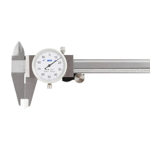 0 To 6 Inch Imperial Dial Calipers With Four Way Measurements, 0.001 Inch Precision, shock proof stainless steel caliper close-up