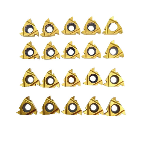 Pro Grade 60 Degree Threading Inserts Set For CNC Lathe, Universal 16ER AG60 And 16IR AG60 Carbide Cutting Inserts, 20 Pieces