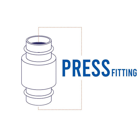 Inline spring-loaded check valve for press fittings, brass body, 3/4 in connection