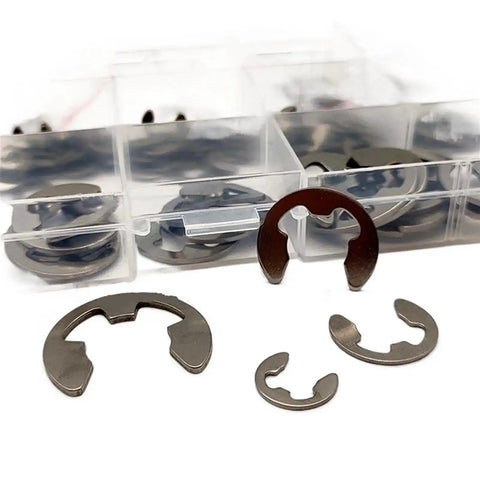 290 Piece E Clip Circlip Washer Kit In 304 Stainless Steel For 1.2 To 15 MM Shaft Sizes External Retaining Ring Clips Set