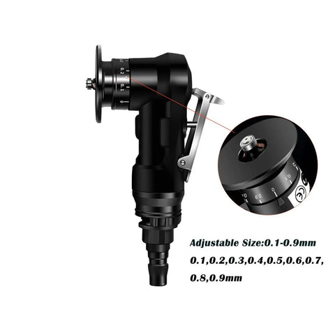 Portable Forty Five Degree Pneumatic Chamfering Tool for Metal and Wood with adjustable size 0.1-0.9mm viewed from side