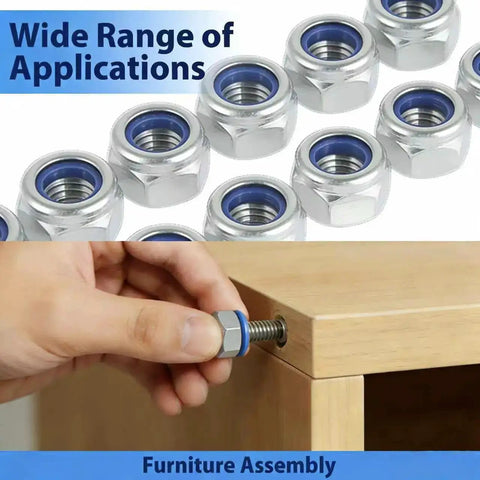 M3 Nylon Insert Lock Nuts 0.5mm Pitch used in furniture assembly with 304 stainless steel A2 70 Nylock Nuts for metric threads