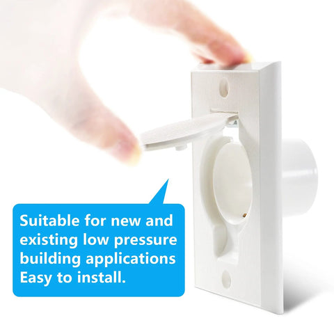 White central vacuum wall inlet cover plate with round door, 2-pack