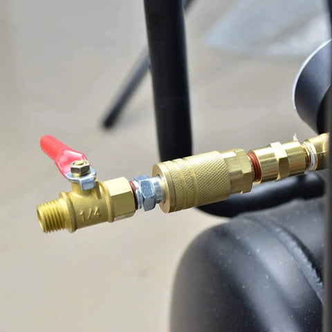 Set Of 2 Brass Quick Connect Air Couplers One Quarter Inch NPT Male Threads Heavy Duty Industrial Grade Corrosion Resistant Long Lasting
