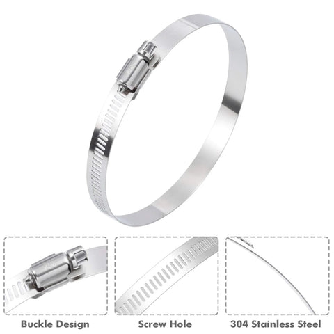 Selizo 12-piece 4-inch hose clamp, 304 stainless steel, worm gear, adjustable 91–114mm